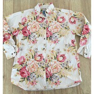 Vintage Cambridge Dry Goods Button Front Shirt Womens Floral Granny CottageCore